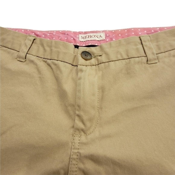 Soft Cotton Mid Rise Neutral Shorts Flat Front Chino  SZ 6 - Picture 4 of 7